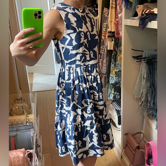 La DoubleJ Blue and White Printed Midi Mid-length Sleeveless Dress Size XS - Picture 2 of 5